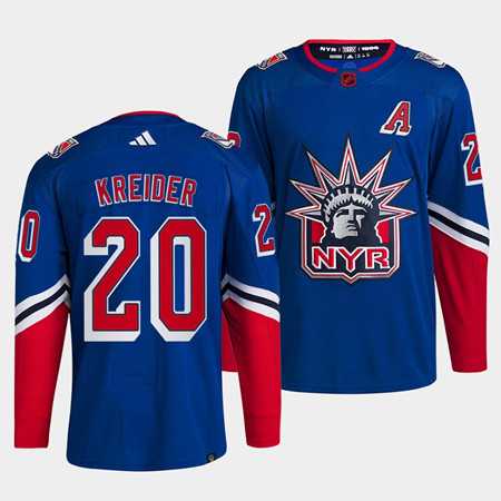 Men%27s New York Rangers #20 Chris Kreider Blue 2022 Reverse Retro Stitched Jersey Dzhi->new york rangers->NHL Jersey